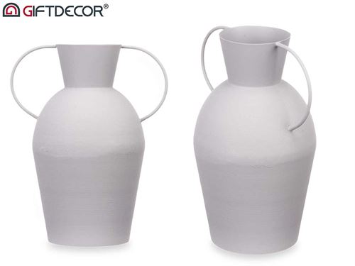 90910 JARRA AÇO DECORATIVA CINZENTO CLARO MEDIO 28CM