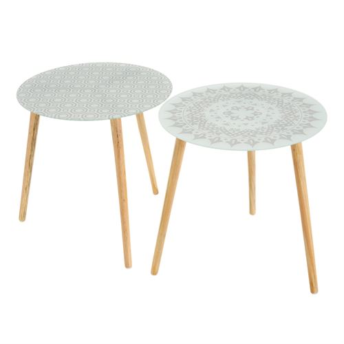 803038 MESA 2/M CRISTAL-MADEIRA 40 X 40 X 40 CM
