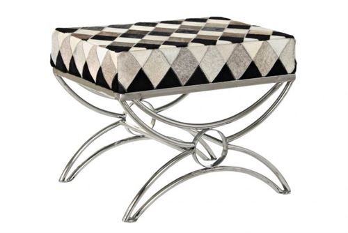 MB-190045 BANQUETA AÇO PELE 53X40X43 ROMBOS PRETO
