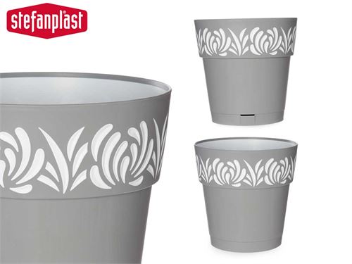 VASO GAIA PLASTICO 25CM CINZENTO