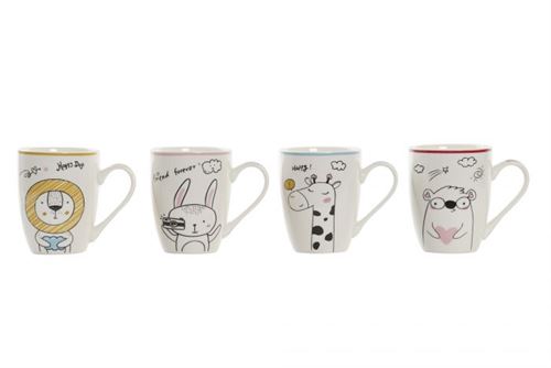 PC-193823 CANECA PORCELANA 12X8,5X11 350ML INFANTIL 4 MOD.