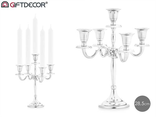 91446 CASTIÇAL METAL PRATA 5 VELAS 28,5CM