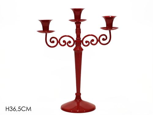 558961 CASTIÇAL METAL VERMELHO 3 VELAS