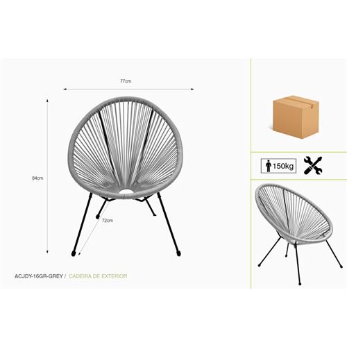 P071493880 CADEIRA ACJDY-16GR-CINZA 72x77x84cm