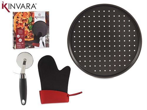 89954 SET PIZZA BASE PIZZA, CORTA PIZZA E LUVA 33 x 33 x 2 cm.
