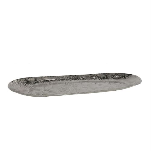 46686 PRATO DECORATIVO OVAL PRATA 50X15X3CM