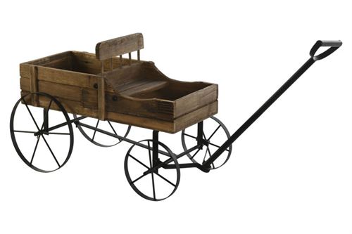 MB-206301 CARRINHO MADEIRA RECICLADA ABETO 60X31X57 PRETO