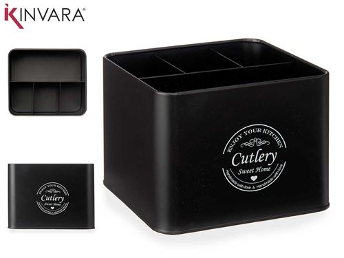 86939 PORTA TALHERES METAL QUADRADA 15,3 x 18 x 13,3 cm.