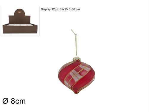 BOLA VIDRO 8CM RISCADA VERMELHA