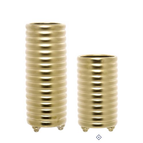28326 JARRA CERÂMICA GOLDEN RIGNS 18X18X32,5CM