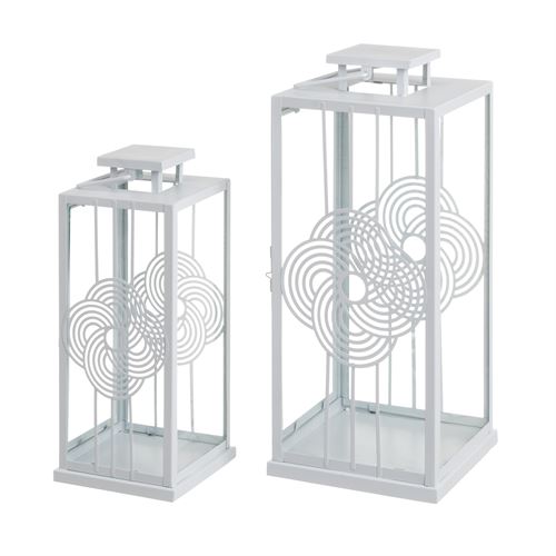 803929 LANTERNA- CASTIÇAL. BRANCO 20 X 20 X 46 CM