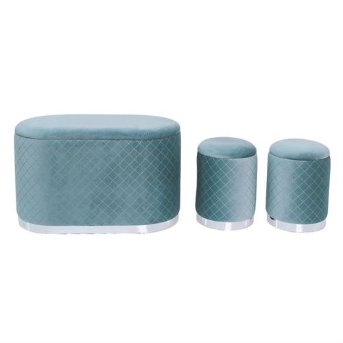 BANQUETA E 2 POUFS VERDE SAGE 80*40*50/30*30*40