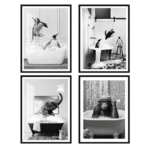370026 QUADRO PRETO IMAGEM ANIMAIS 4 VARIEDADES 45X60X2,5 CM