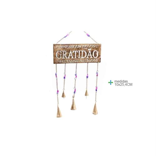 EE-75710 Placa Madeira GRATIDÃO 10x25,4cm