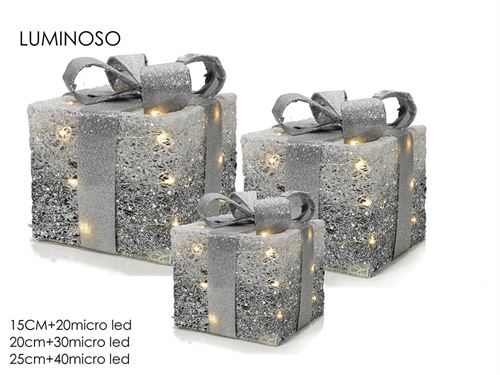 SET 3 EMBRULHOS NATAL DECORATIVOS 90 MICROLED