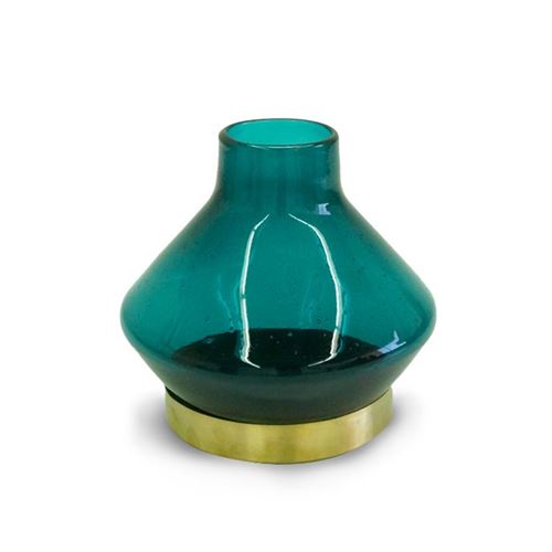 122825171 JARRA VIDRO AZUL C/OURO 19*19*18.5CM