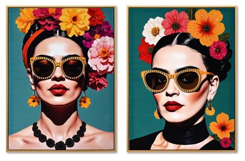 CU-218616 QUADRO TECIDO TELA 52,5X2,8X72,5 FLOWER GIRL 2 MOD