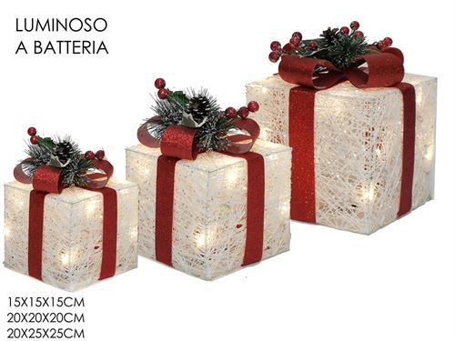 455517 SET 3 EMBRULHOS DECORATIVOS 35 LUZES