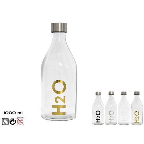 036724 GARRAFA DA VIDRO H2O 1000 ML TAMPA DE AÇO