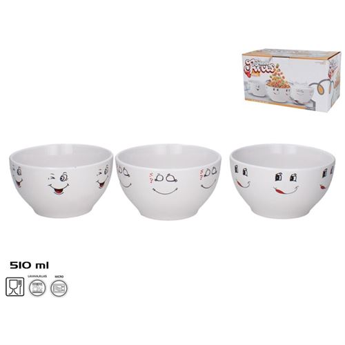 361383 TIGELA FUNNY FACES 13CM 3 SORTIDOS GRES