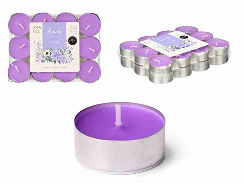 10936 VELA T-LIGHT 4H LAVANDA 24PÇS