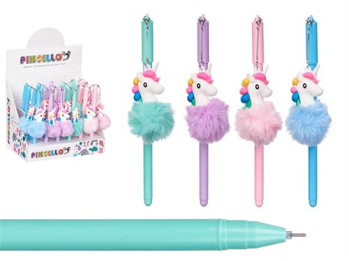85798 CANETA UNICORNIO POMPOM 4SORT