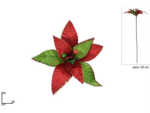 021225 HASTE FLOR NATAL VERMELHO/VERDE 26CM