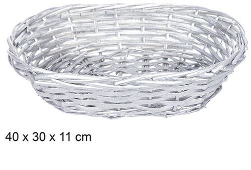108801 CESTO VERGA OVAL PRATA 40X30X10CM