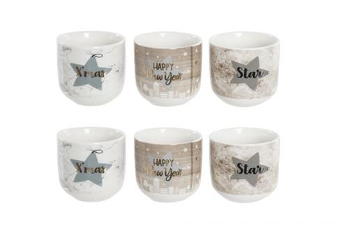 CAFÉ SET 6 PORCELANA 21X14X7 130ML ESTRELA