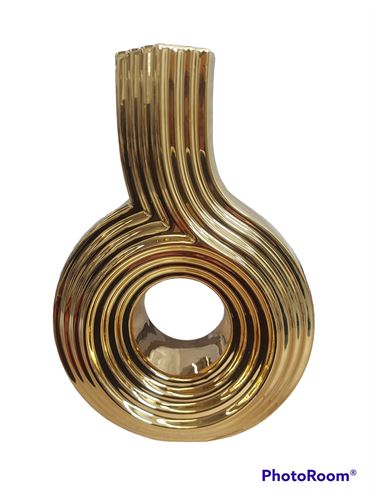 28676 JARRA CERAMICA DOURADA 18X8X27CM
