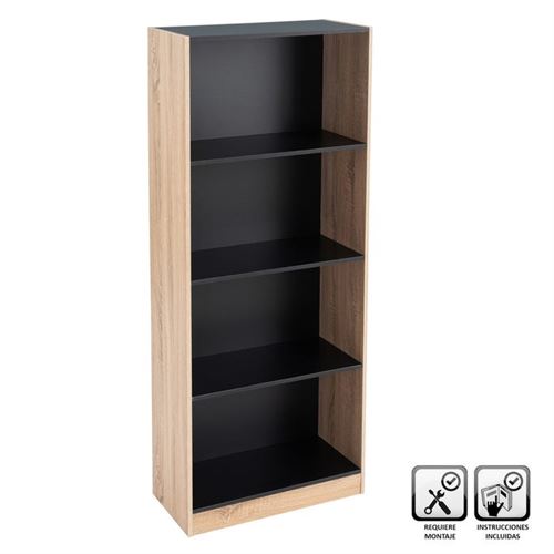 136794 ESTANTE 3 PRATELEIRAS MDF PRETO 60X29X147CM