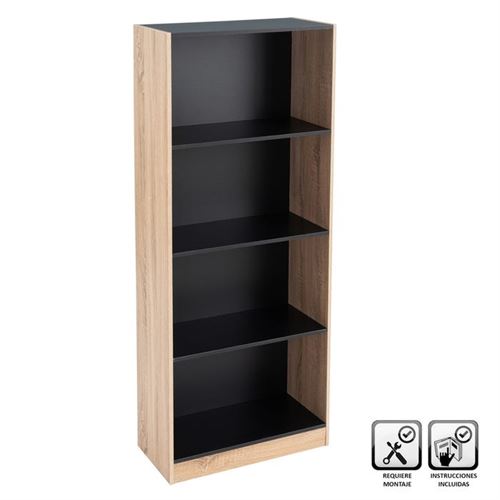 ESTANTE 3 PRATELEIRAS MDF PRETO 60X29X147CM