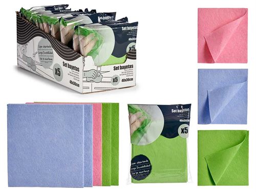 87162 SET 5 BAYETAS SUAVE 40X36CM 3 CORES