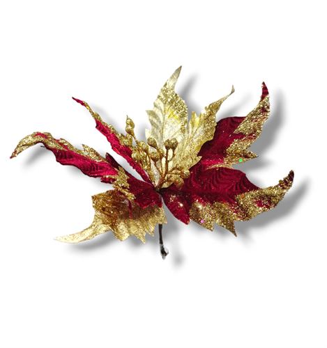 25387 FLOR NATAL COM MOLA VERMELHO/OURO