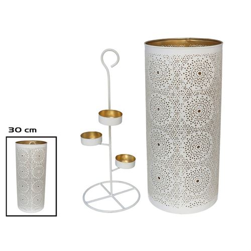 208886 LANTERNA BRANCA COM SUPORTE 13X13X30CM MANJU