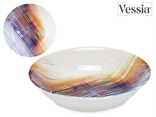 83757 PRATO PORCELANA FUNDO 21CM RISCAS