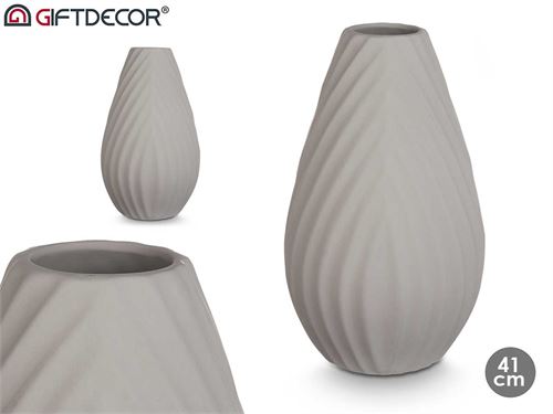 80124 JARRA CERAMICA CINZA 41CM