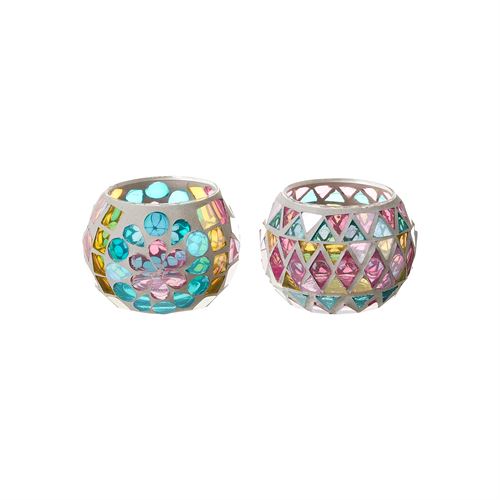 802746 PORTAVELAS 2/M CRISTAL MULTICOLOR 8 X 8 X 6,20 CM