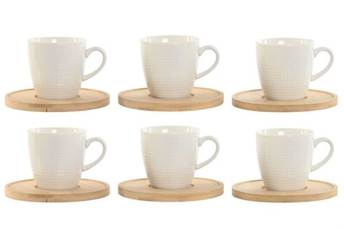 PC-217582 CHAVENA CAFÉ SET 6 PORCELANA BAMBU 90ML BRANCO