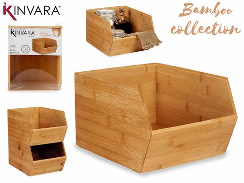 81336 CAIXA EMPILHAVEL BAMBU 25CM 25 x 20,1 x 15,1 cm.