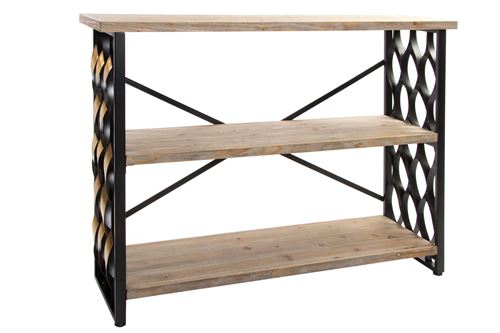MB-212674 CONSOLA MADEIRA METAL 120X34X93CM INDUSTRIAL NATURAL