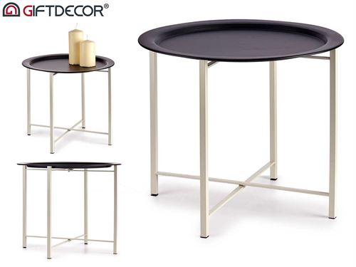 81447 MESA  AUXILIAR PRETA/DOURADA 52x52x44cm