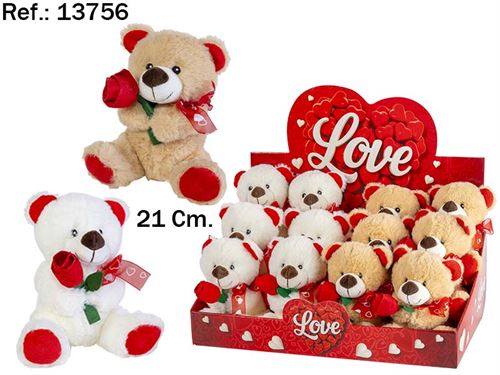 13756 URSO FLOR 2CORES 21CM