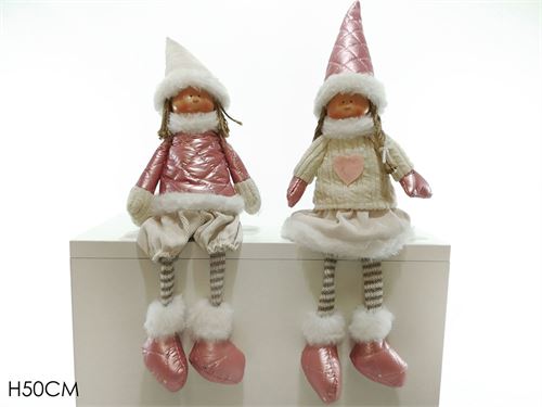 410197 BONECA NATAL ROSA 50CM 2 SORTIDOS