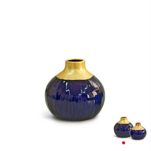 11835666 JARRA DEC. CERAMICA AZUL/OURO 17X17X16CM SG12245A
