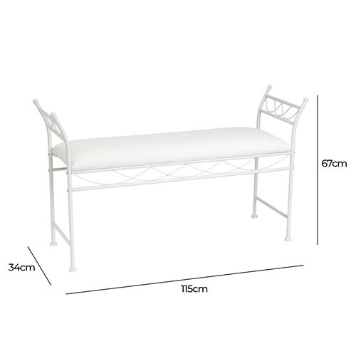 806058 BANQUETA METAL BRANCO 115 X 34 X 67 CM