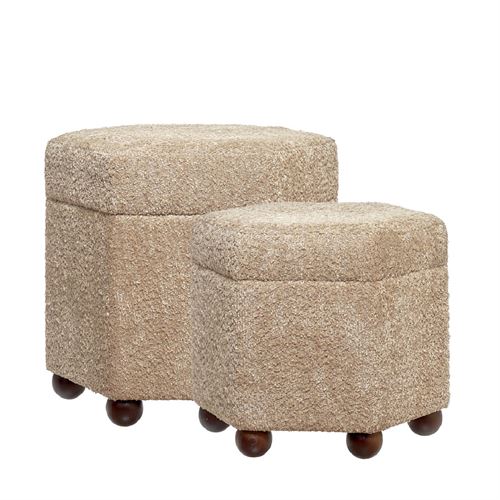 96715 CONJUNTO 2 PUFF MADEIRA TECIDO