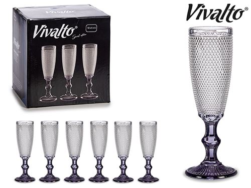 66388 COPO VIDRO CHAMPANHE RELEVO ANTRACITE 18CL