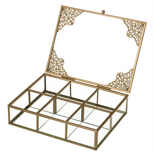 135169 CAIXA 6 COMPARTIMENTOS CRISTAL-METAL 20 X 15,50 X 5,50 CM