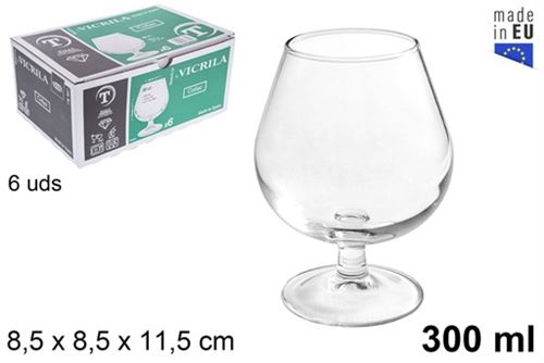 203449 CX 6 CALICES CONHAC 300ml 8,5x8,5x11,5cm
